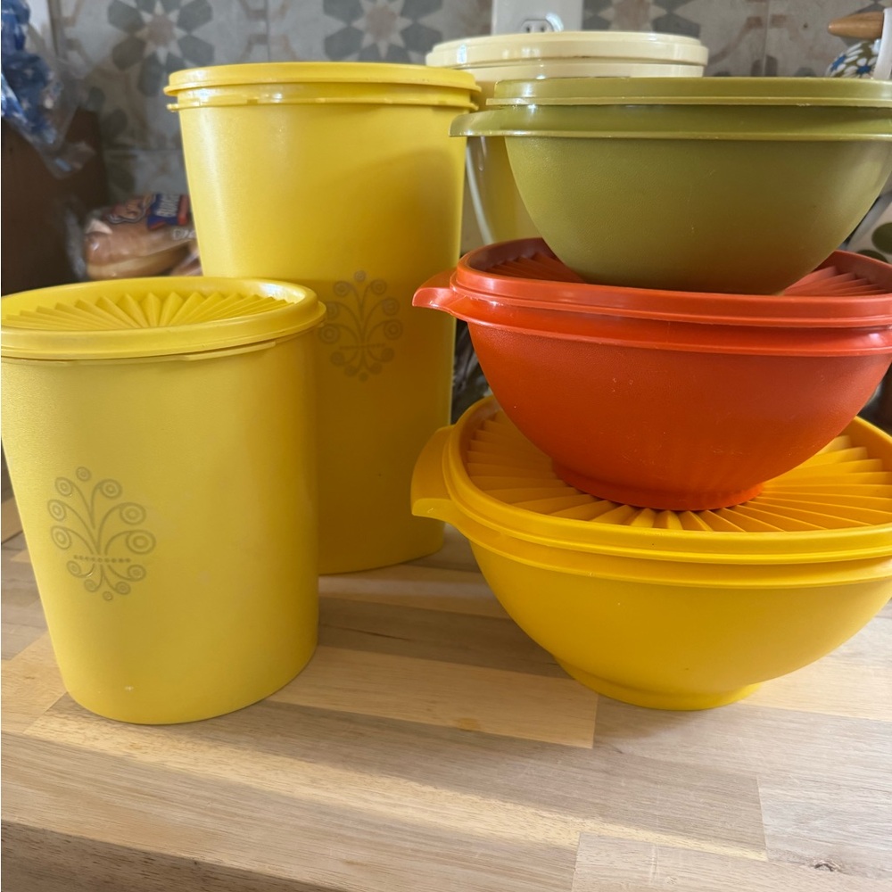 Vintage Yellow and Orange Kitchen Containers